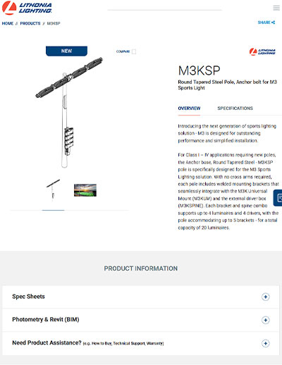 HOLOBEAM Steel Pole Product Web Page