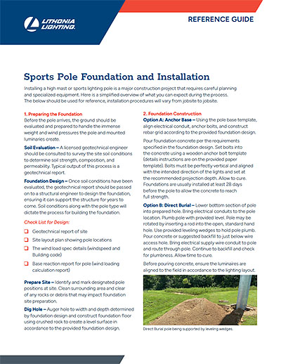 Sports Pole Foundation and Installation Reference Guide