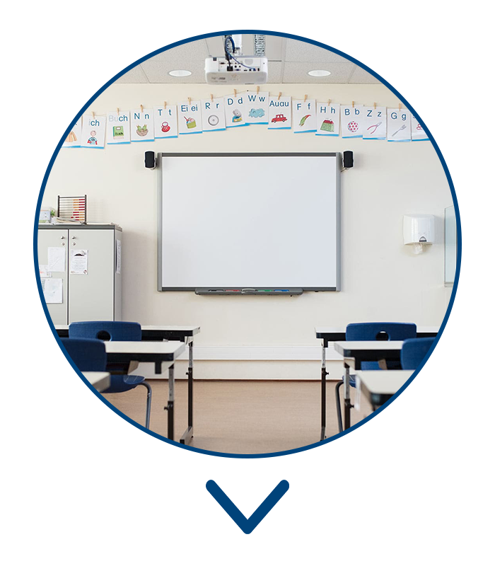 Classroom upgraded with Lithonia Lighting LED retrofit lighting